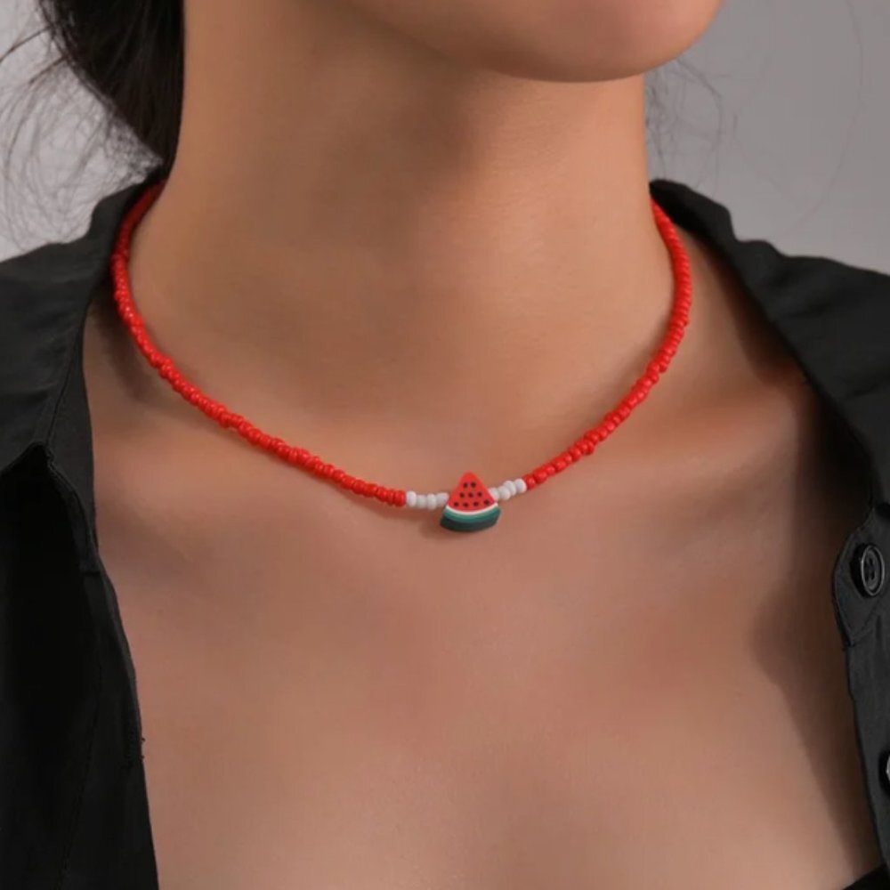 Beaded Handmade Palestine Watermelon Necklace ππππππππ΅πΈπ΅πΈπ΅πΈπ΅πΈπ΅πΈ - Picture 2 of 4